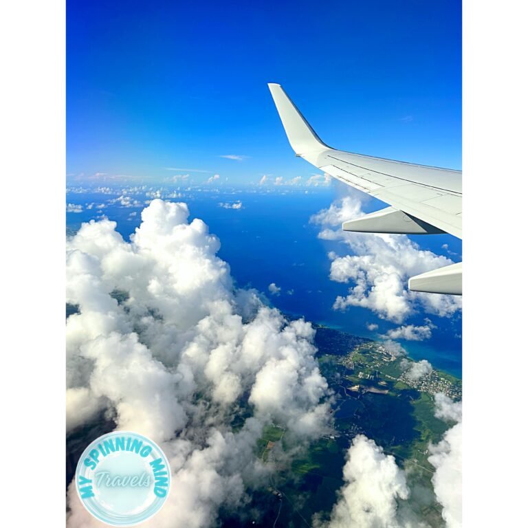 Flying from Barbados - Airplane window view